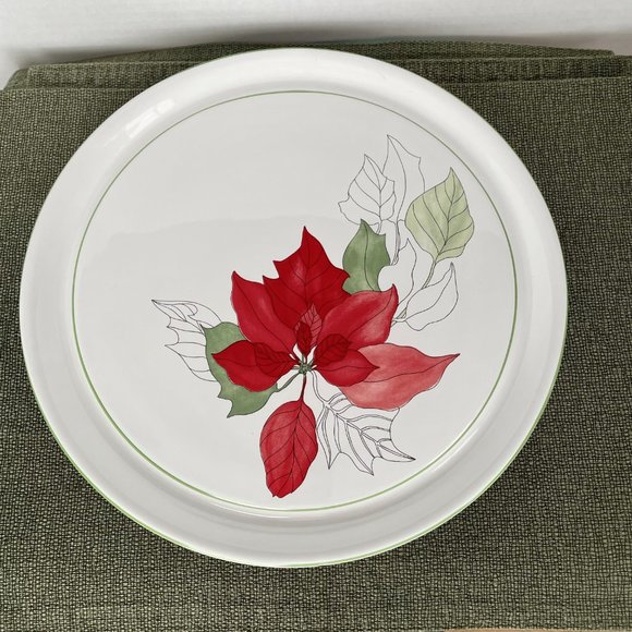 Vintage Christmas Holiday Cake Plate/Round Platter Poinsettia by BLOCK SPAL - Picture 4 of 4